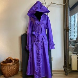 Vintage 90’s Tote Purple Rain Coat Hooded Long Large